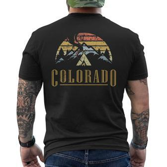Vintage Colorado Mountains Camping Campfire Retro Men's T-shirt Back Print | Mazezy