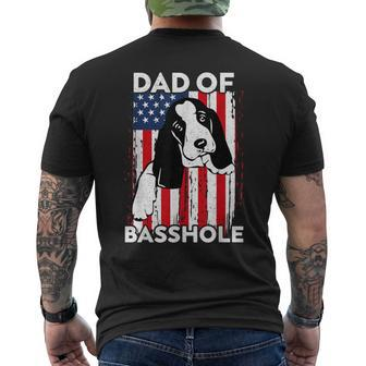 Vintage Dad Of A Basshole Father's Day Dog Lover Usa Flag Men's T-shirt Back Print - Seseable