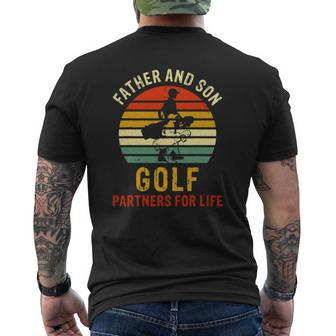 Vintage Dad And Son Golf Partners For Life Father's Day Mens Back Print T-shirt | Mazezy