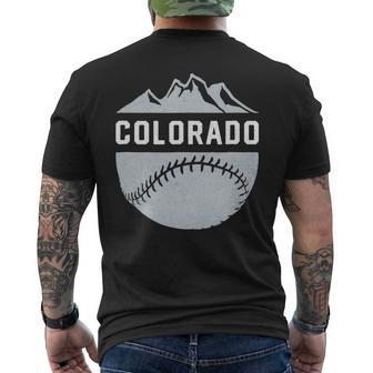 Vintage Denver Colorado Wilderness Skyline Baseball Men's T-shirt Back Print | Mazezy