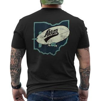Vintage Distressed Akron Blimp Ohio Map Men's T-shirt Back Print - Seseable
