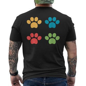 Vintage Dog Puppy Dog Paw Print Dog Love Pet Paw Men's T-shirt Back Print - Monsterry DE