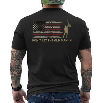 Vintage Don't Let The Old Man In American Flag Guitar Men's T-shirt Back Print | Mazezy