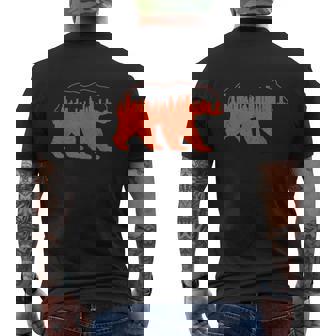 Vintage Downtown Chicago City Skyline Walking Bear Mens Back Print T-shirt - Thegiftio