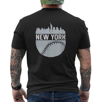 Vintage Downtown New York City Skyline Baseball Mens Back Print T-shirt - Seseable