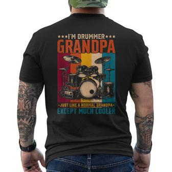 Vintage Drummer Grandpa Drumming Grandfather Father's Day Men's T-shirt Back Print - Thegiftio UK