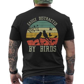 Vintage Easily Distracted By Birds For Bird Watcher Men's T-shirt Back Print - Monsterry AU