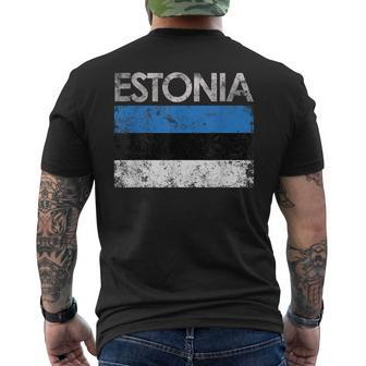 Vintage Estonia Estonian Flag Pride Men's T-shirt Back Print - Monsterry