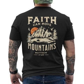 Vintage Faith Can Move Mountains Christian Men's T-shirt Back Print | Mazezy AU