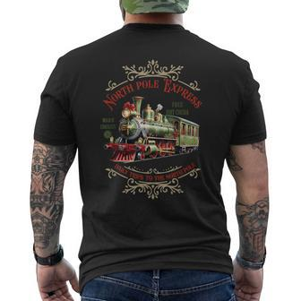 Vintage Family Holiday North Pole Polar Express All Abroad Men's T-shirt Back Print | Mazezy