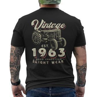 Vintage Farmer Tractor Established 1963 60Th Birthday Party Men's T-shirt Back Print - Monsterry AU