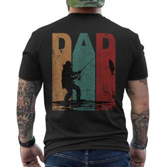 Vintage Fishing Dad Silhouette Father's Day Retro Men's T-shirt Back Print - Monsterry CA