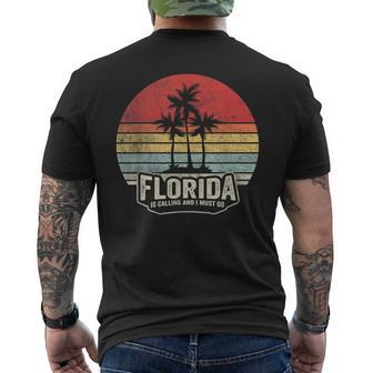 Vintage Florida Is Calling I Must Go Summer Florida Vacation Men's T-shirt Back Print - Monsterry DE