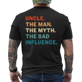 Vintage Fun Uncle Man Myth Bad Influence Father's Day Men's T-shirt Back Print - Monsterry UK