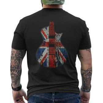 Vintage Guitar British Jack Union Flag Rock Guitarist Men's T-shirt Back Print - Thegiftio UK