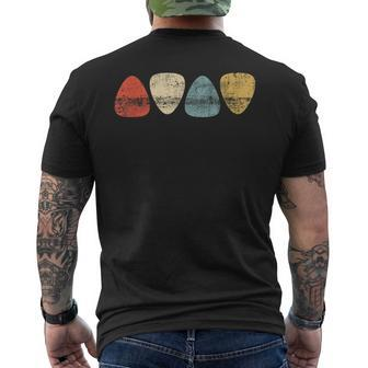 Vintage Guitar Pick Retro Guitarists Bassist Men's T-shirt Back Print - Monsterry