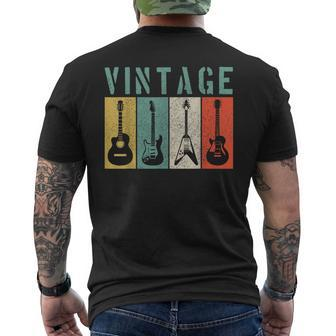 Vintage Guitar Player Retro Guitarist Musician Men's T-shirt Back Print - Monsterry