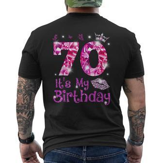 Vintage Happy 70 It's My Birthday Crown Lips 70Th Birthday Men's T-shirt Back Print - Monsterry DE