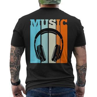 Vintage Headphones Hip Hop Music Rap Rapper Retro Men's T-shirt Back Print - Monsterry