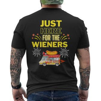 Vintage Hot Dog 4Th Of July I'm Just Here For The Wieners Men's T-shirt Back Print - Monsterry DE