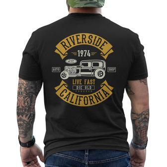 Vintage Hot Rod Riverside California Muscle Car Auto Men's T-shirt Back Print - Monsterry