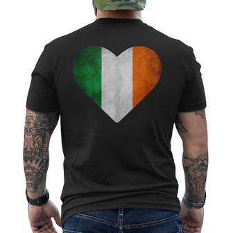 Vintage Irish Flag Heart Shape St Patrick’S Day Men's T-shirt Back Print - Monsterry