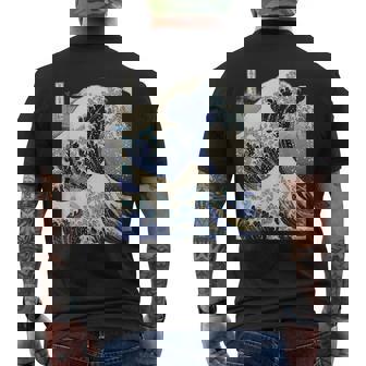Vintage Japonés Tatuaje Arte Kanagawa La Gran Ola Camiseta Hombre Estampado Espalda - Regaloses