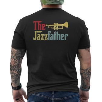 Vintage The Jazzfather Happy Father's Day Trumpet Player Mens Back Print T-shirt | Mazezy