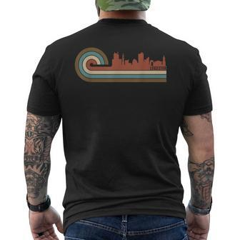 Vintage Leicester Sunset Cityscape Retro Skyline Men's T-shirt Back Print - Monsterry