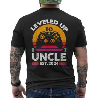 Vintage Leveled Up To Uncle Est 2024 Promoted To Uncle 2024 Men's T-shirt Back Print - Thegiftio