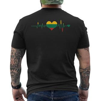 Vintage Lithuania Flag Heartbeat Lithuanian Pride Men's T-shirt Back Print - Monsterry DE
