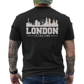 Vintage London Is Calling Skyline Uk Vacation Men's T-shirt Back Print - Monsterry