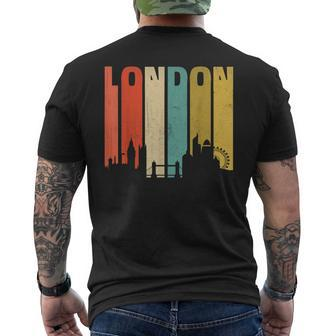 Vintage London Souvenir Retro Stripes London Skyline Men's T-shirt Back Print - Thegiftio UK