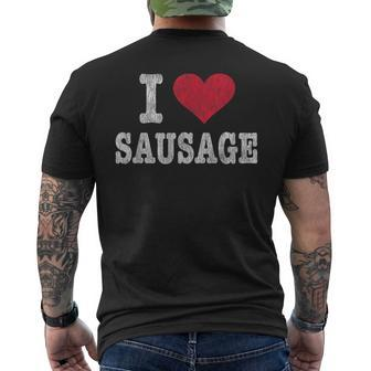 Vintage I Love Sausage Trendy Men's T-shirt Back Print - Monsterry