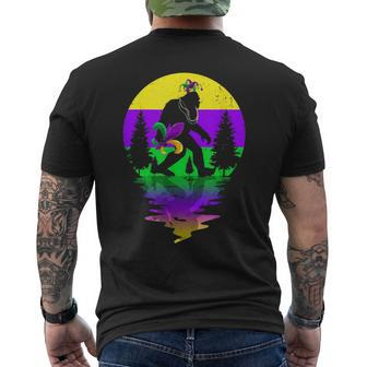 Vintage Mardi Gras Bigfoot Sasquatch Beads Carnival Men's T-shirt Back Print - Monsterry CA
