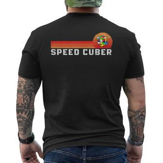 Vintage Math Cuber Heartbeat Speed Cubing Puzzle Lover Cube Men's T-shirt Back Print - Monsterry