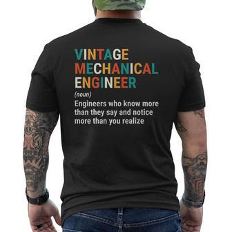 Vintage Mechanical Engineer Definition Noun Cool Engineering Mens Back Print T-shirt - Thegiftio UK