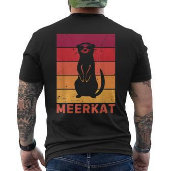 Vintage Meerkat Sunset Zoo Animal Silhouette Meerkat Lovers Men's T-shirt Back Print - Monsterry UK