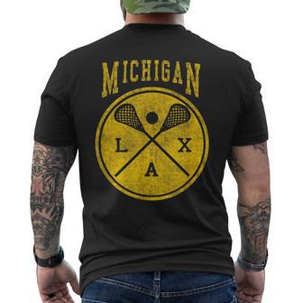 Vintage Michigan Lacrosse Distressed Lax Men's T-shirt Back Print - Monsterry AU