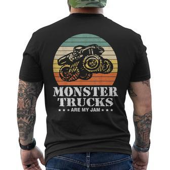 Vintage Monster Truck Are My Jam Retro Sunset Cool Engines T-Shirt mit Rückendruck - Seseable