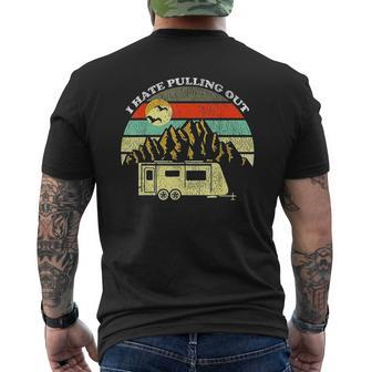 Vintage Mountains Camping I Hate Pulling Out Mens Back Print T-shirt - Thegiftio UK