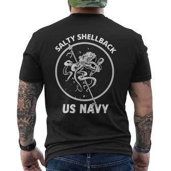 Vintage Navy Salty Shellback Kraken Men's T-shirt Back Print - Monsterry DE