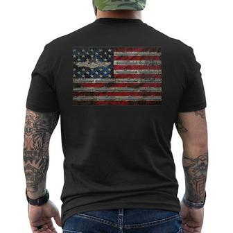 Vintage Navy Submarine Warfare Insignia American Flag Men's T-shirt Back Print - Monsterry