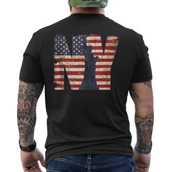 Vintage New York City With Usa Flag New York City Men's T-shirt Back Print - Monsterry AU