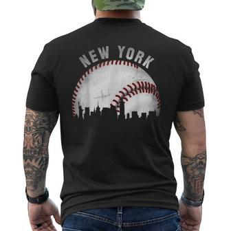 Vintage New York Skyline City Baseball Men's T-shirt Back Print - Monsterry CA