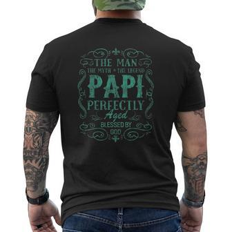 Vintage Papi The Man Myth Father's Day Grandpa For Men Mens Back Print T-shirt | Mazezy