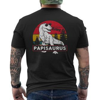 Vintage Papisaurus Papi Saurus Dinosaur Dad Men Mens Back Print T-shirt | Mazezy