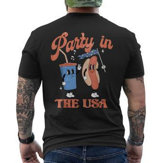 Vintage Party In Usa The 4Th Of July Hot Dog Men's T-shirt Back Print - Monsterry UK