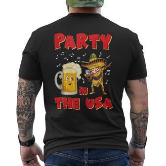 Vintage Party In The Usa Beer And Taco 4Th Of July Patriotic Mens Back Print T-shirt - Thegiftio