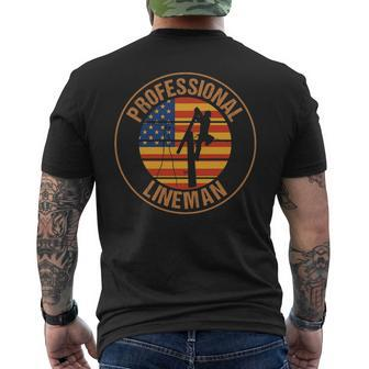 Vintage Patriotic Professional Lineman Men's T-shirt Back Print | Mazezy